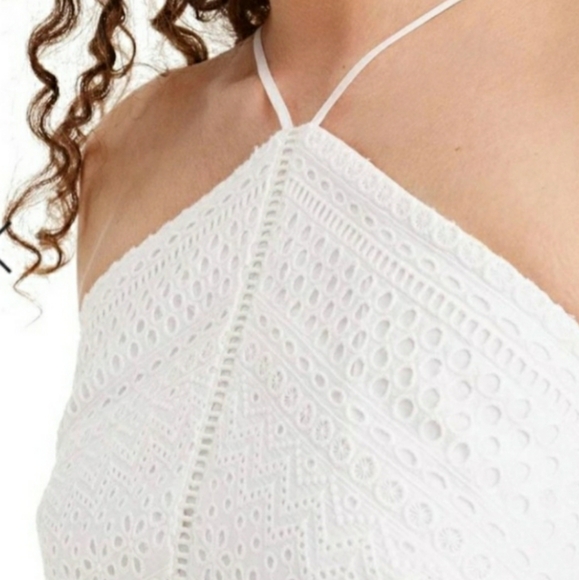 J. Crew White Halter Eyelet Cotton Dress Size 2 - Picture 3 of 5